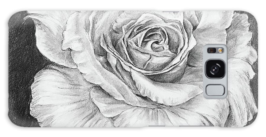 Drawing Of A Rose Galaxy Case featuring the drawing Rose Drawing Step 3 by Lavender Liu