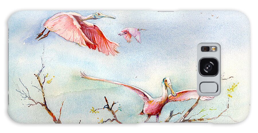 Marsh Birds Galaxy Case featuring the painting Roseate Spoonbill by P Anthony Visco