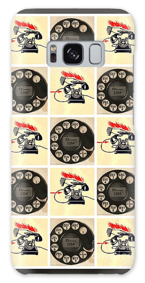 Telephone Galaxy Case featuring the mixed media Rotary Phone How to Dial by Sally Edelstein
