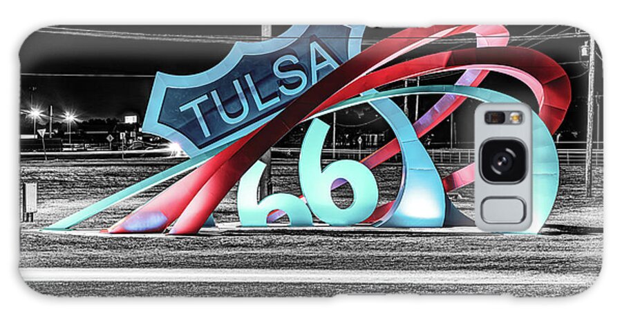 Tulsa Route 66 Galaxy Case featuring the photograph Route 66 Rising Monument in Selective Color - Tulsa Oklahoma by Gregory Ballos