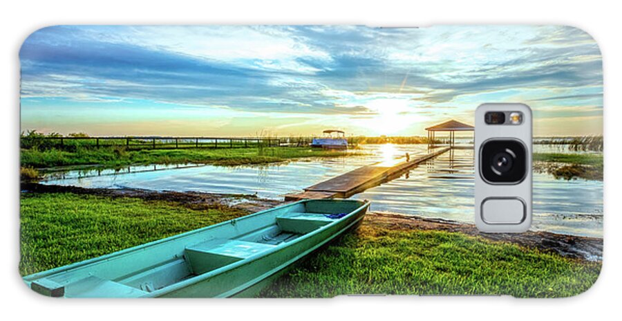 Docks Galaxy S8 Case featuring the photograph Rowboat at the Water's Edge by Debra and Dave Vanderlaan