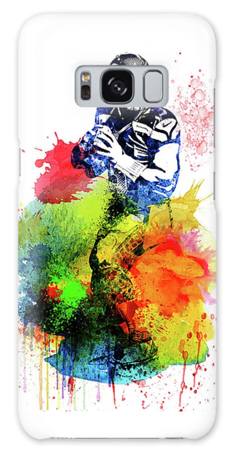 Russell Wilson Galaxy Case featuring the mixed media Russell Wilson Watercolor I by Naxart Studio