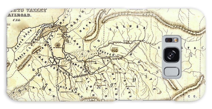 Rails Galaxy Case featuring the drawing Sacramento Valley Railroad California Sacramento 1854 by Vintage Railroad Maps
