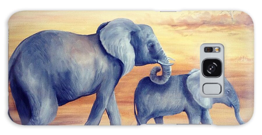 Elephants Galaxy Case featuring the painting Safari by Barbara Landry