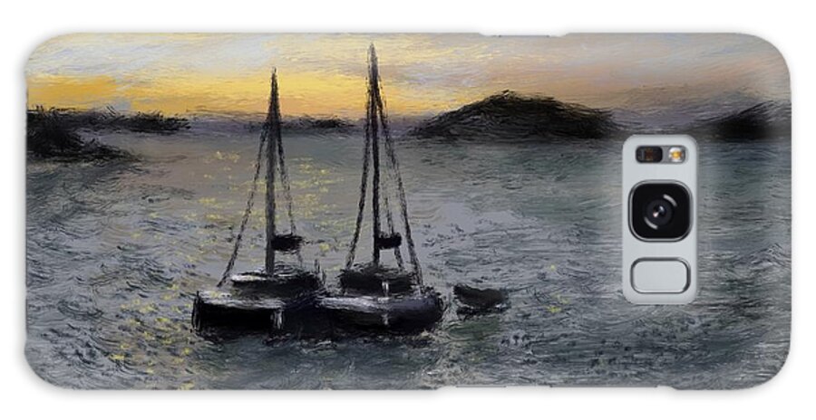 Sailboat Galaxy Case featuring the painting Sailboat Bay by Larry Whitler