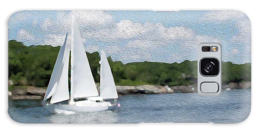 Casco Bay Galaxy Case featuring the digital art Sailboat in Casco Bay, Maine by Patti Powers