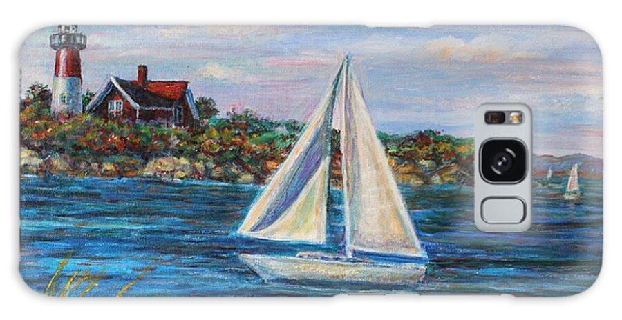 Sailboat Galaxy Case featuring the painting Sailboat On The Rhode Island Coast by Veronica Cassell vaz