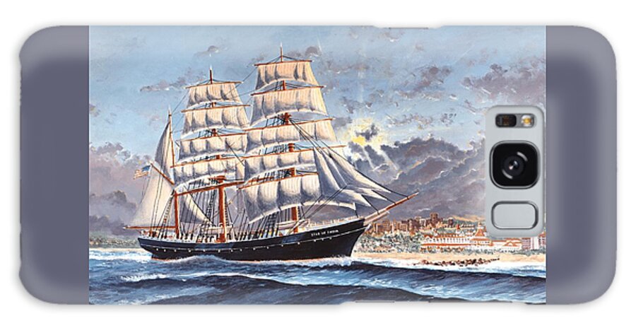 Sailing Ship Star Of India; 3 Masted Bark; Coronado; San Diego; California Galaxy Case featuring the digital art Sailing Ship Star of India off Coronado by George Bieda