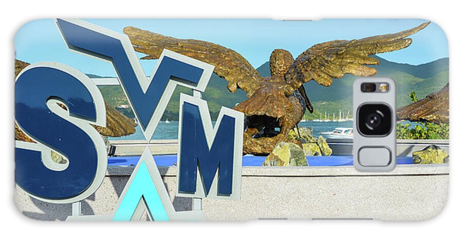 Saint Galaxy Case featuring the photograph Saint Martin sint maarten Airport sign pelican statues caribbean by Toby McGuire