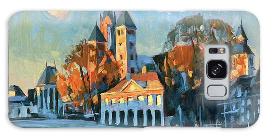 Maastricht Galaxy Case featuring the painting Saint Servaas Basilica in the morning by Nop Briex