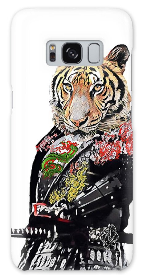 #lengendary #samuari #tiger #sword #warrior #battle #japan #animalprint #fuse2times Galaxy Case featuring the digital art Samurai Tiger Le Chun by Fuse Times