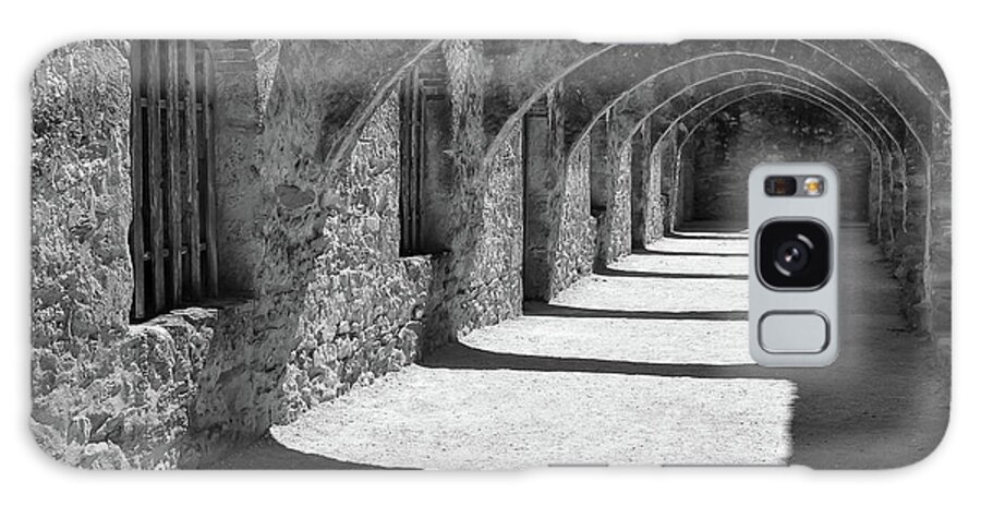 America Galaxy Case featuring the photograph San Antonio Mission San Jose - Black and White by Gregory Ballos