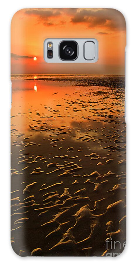 Sunset Galaxy S8 Case featuring the photograph Sand patterns and Sunset on Tal y bont beach, Wales by Neale And Judith Clark