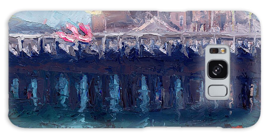 Santa Cruz Galaxy Case featuring the painting Santa Cruz Wharf Dusk by PJ Kirk