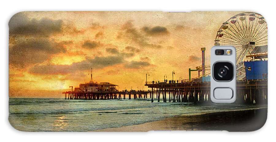 Santa Monica Galaxy Case featuring the mixed media Santa Monica, CA Pier at Sunset by Dan Haraga
