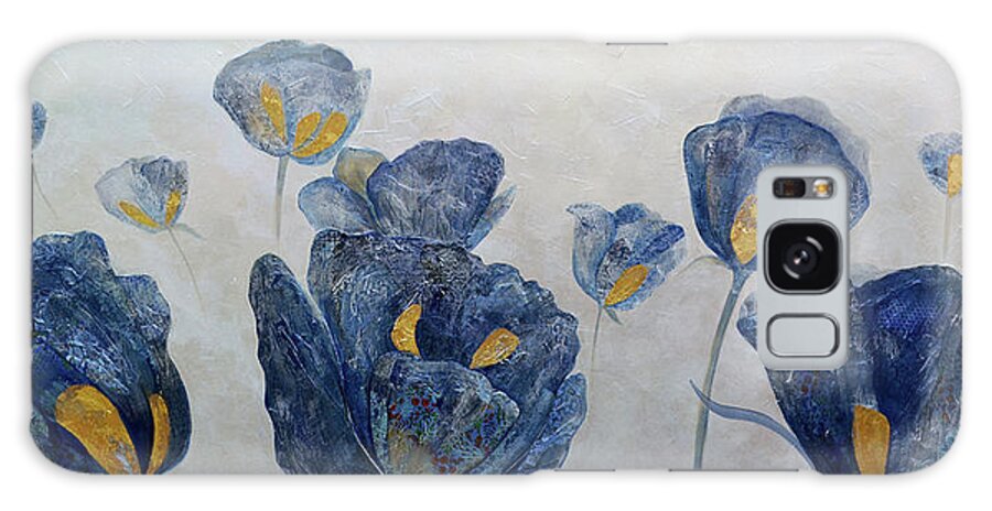 Sapphire Galaxy Case featuring the painting Sapphire Poppies by Shadia Derbyshire
