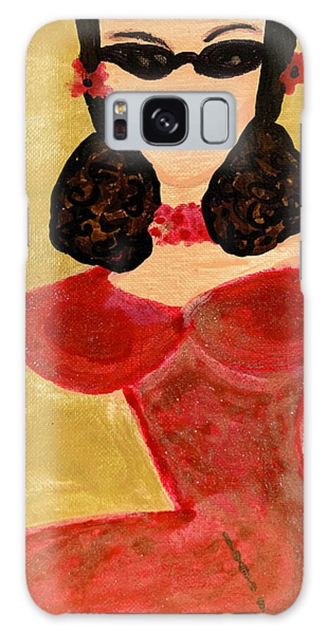 Lady In Red Galaxy Case featuring the painting Sassy in Red by Leslie Porter