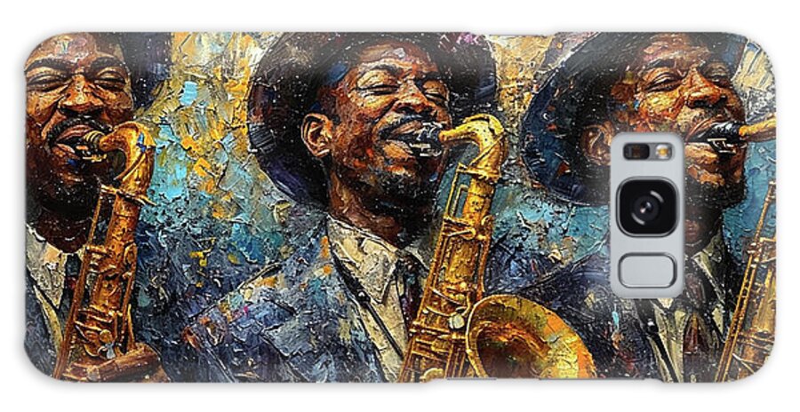 Jazz Galaxy Case featuring the digital art Sax trio by William Ladson