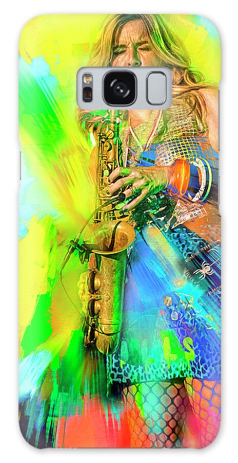 Sax-a-go-go Galaxy Case featuring the mixed media Saxuality by Mal Bray
