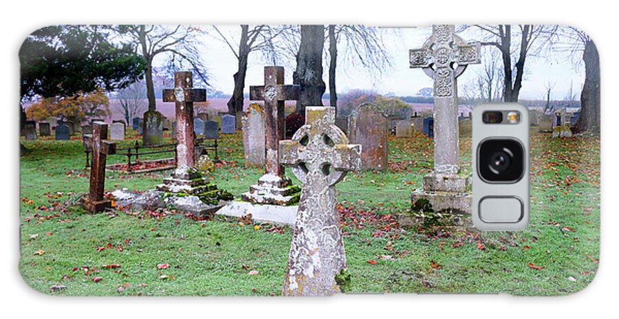 Grave Yard Galaxy Case featuring the photograph Scarey Grave Yard With Crosses As Head Stones Photograph by Gill Copeland
