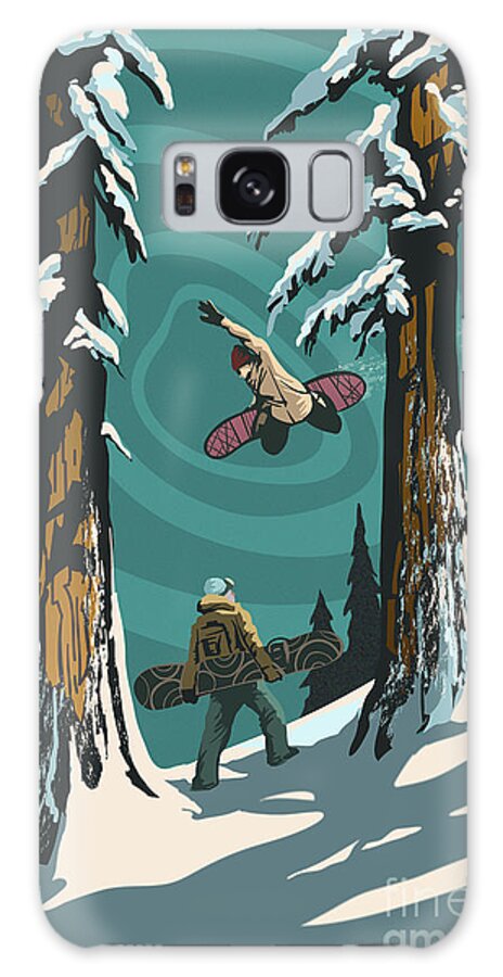 Snowboarding Galaxy Case featuring the painting Scenic snowboard by Sassan Filsoof