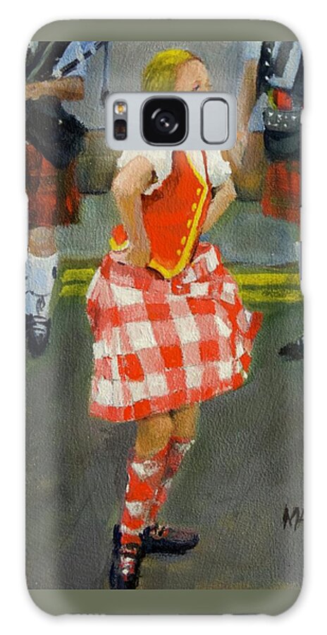 Scottish Galaxy Case featuring the painting Scotish lass dancing by Walt Maes
