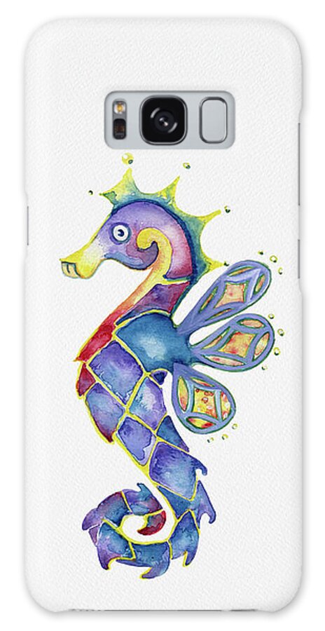 Seahorse Galaxy Case featuring the painting Sea Horse in Red and Purple by Michele Fritz