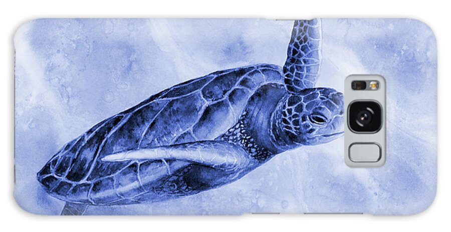Mono Galaxy Case featuring the painting Sea Turtle 2 in Blue by Hailey E Herrera