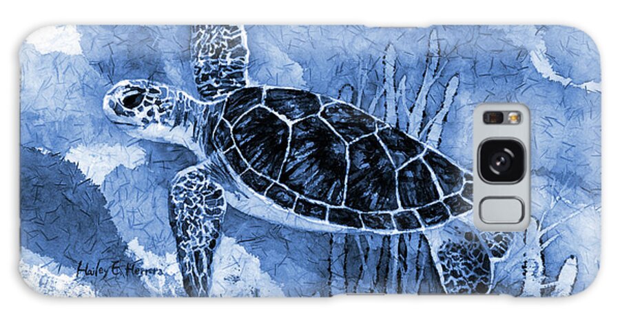 Urtle Galaxy Case featuring the painting Sea Turtle in Blue by Hailey E Herrera