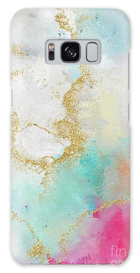 Watercolor Galaxy Case featuring the painting Seafoam Green, Pink And Gold by Modern Art