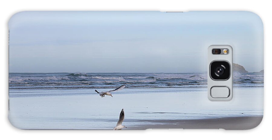 Ligger Point Galaxy Case featuring the photograph Seagulls at Perranporth Beach by Terri Waters