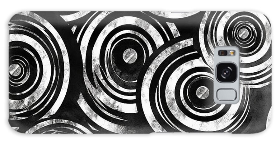 Seamless Galaxy Case featuring the painting Seamless Painted Overlapping Concentric Circle Stripes Black And White Artistic Acrylic Paint Texture Background Creative Grunge Monochrome Hand Drawn Bullseye Target Pattern Design 3d Rendering by N Akkash