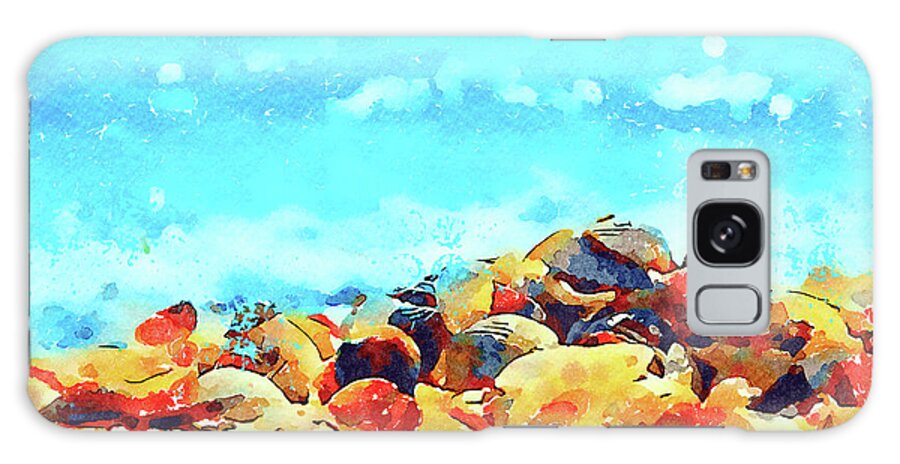 Abstract Galaxy Case featuring the mixed media Seashells on the Beach Watercolor Painting by Shelli Fitzpatrick