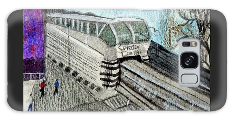 Seattle Galaxy Case featuring the drawing Seattle Monorail by Monica Resinger