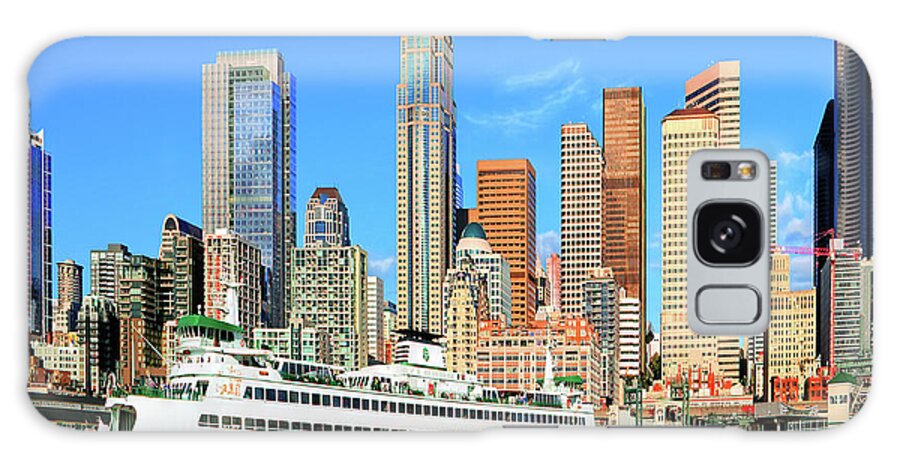 Fine Art Galaxy Case featuring the photograph Seattle Skyline and Super Ferry by Greg Sigrist