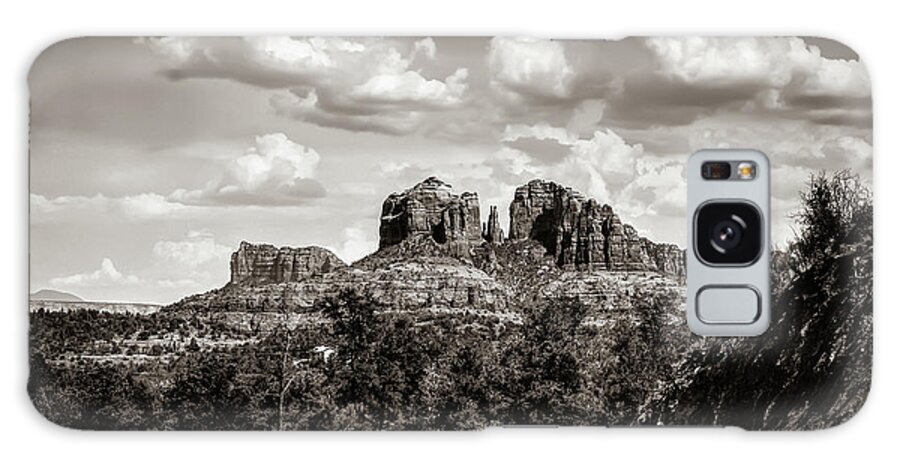 America Galaxy Case featuring the photograph Sedona Arizona Cathedral Point Desert Mountain Landscape - Sepia by Gregory Ballos