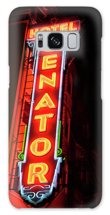 Sf Galaxy Case featuring the photograph Senator Hotel Neon in SF by Matthew Bamberg