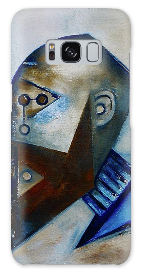 Abstract Portrait Galaxy Case featuring the painting Sensory / Receipts by Martel Chapman