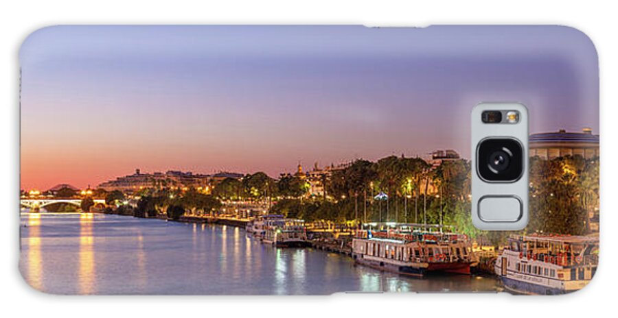 Spain Galaxy Case featuring the photograph Seville Torre del Oro riverside at night by Neale And Judith Clark