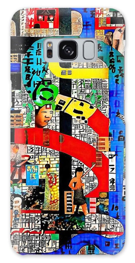  Galaxy Case featuring the painting Shanghai Painting Shanghai china abstract color fun abstract advertisement aged art artistic backdrop background billboard black and white collage color colorful crack creased creative crumpled by N Akkash