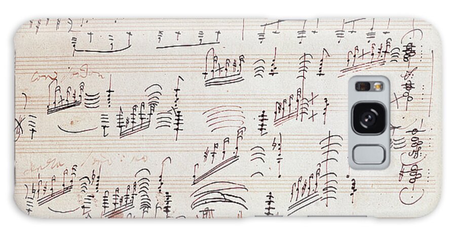 Beethoven Galaxy Case featuring the drawing Sheet music for the Moonlight Sonata by Beethoven by Beethoven