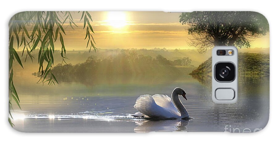 Swan Galaxy Case featuring the mixed media Shine in the Light by Morag Bates