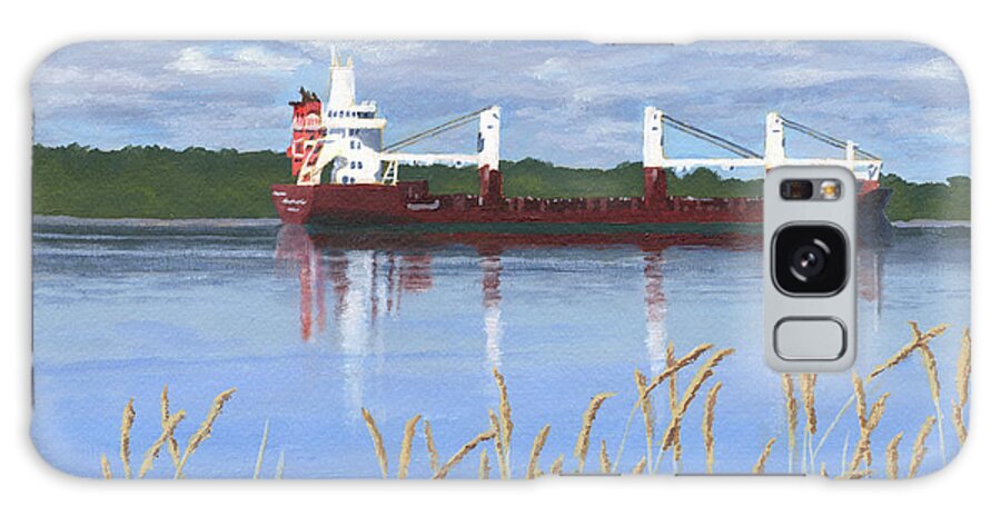 St. Lawrence River Galaxy Case featuring the painting Ship on the St. Lawrence by Lynne Reichhart