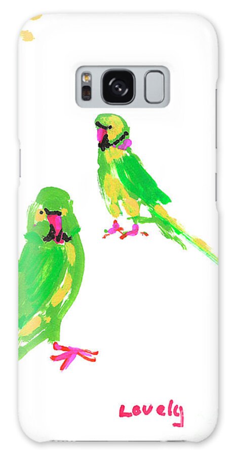 Sketches Of Indian Ring-necked Parakeet Galaxy Case featuring the painting Shirley's Bird Larry by Candace Lovely