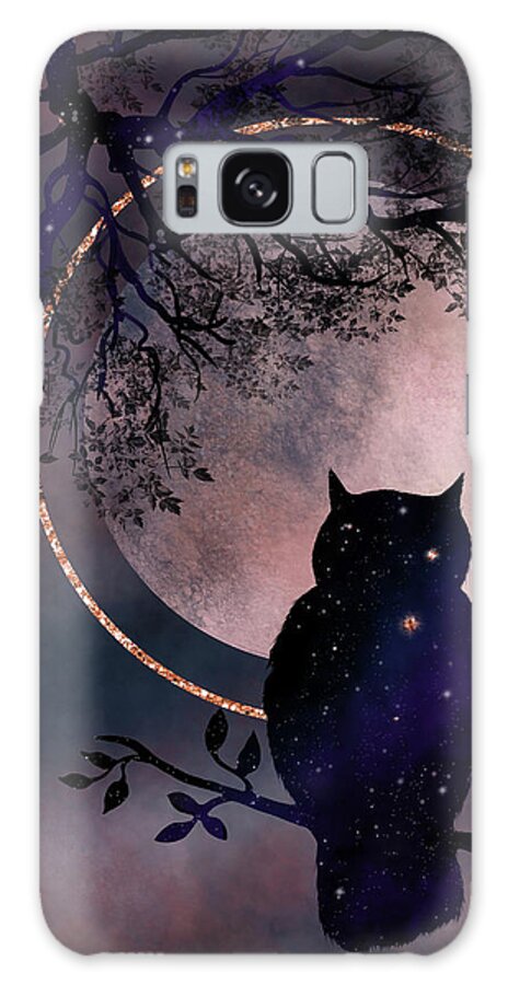 Owl Galaxy Case featuring the digital art Silent Wings by Rachel Emmett