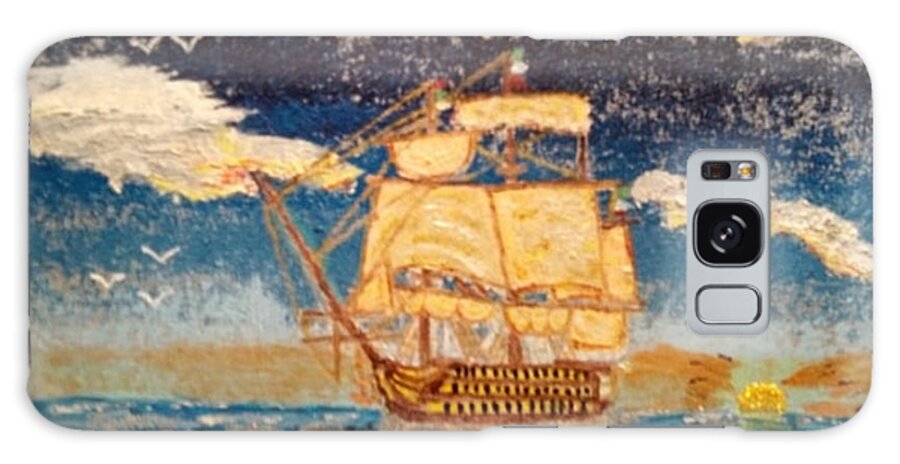 Ship Galaxy Case featuring the painting Silver Seas by David Westwood