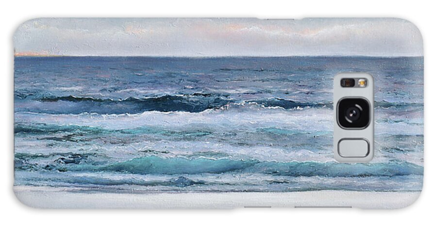 Ocean Galaxy Case featuring the painting Silvery Morn - ocean seascape by Jan Matson