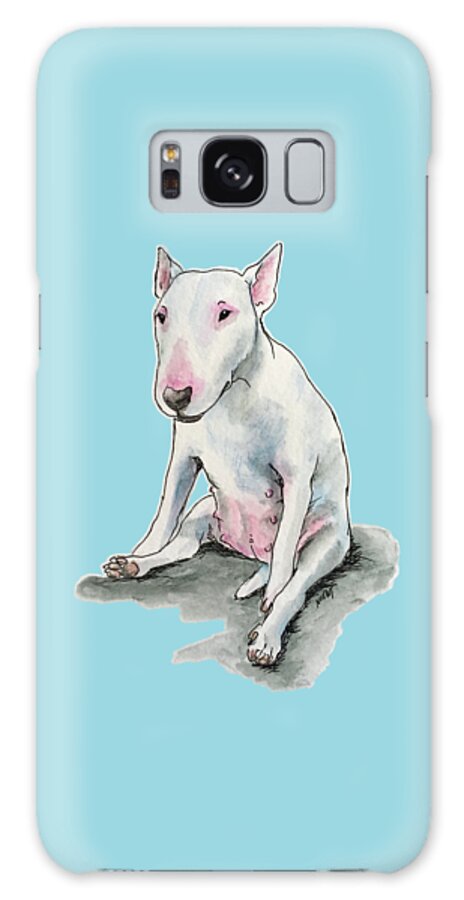 Bull Terrier Galaxy Case featuring the painting Sitting Silly by Jindra Noewi