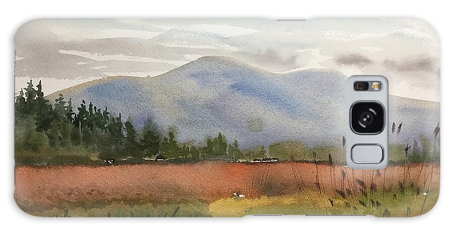 Skagit Valley Galaxy Case featuring the painting Skagit Blueberry Fields in Autumn by Watercolor Meditations