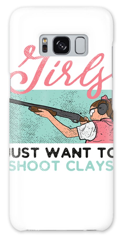Skeet Shooting Galaxy Case featuring the digital art Skeet Shooting Sports Shoot Clays Girls by Toms Tee Store